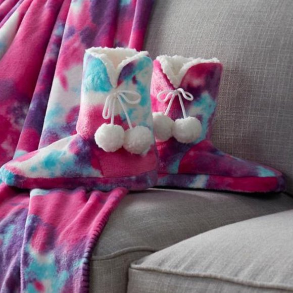 Warm & Cozy Shoes - Tie Dye Sherpa Booties Slippers Warm & Cozy